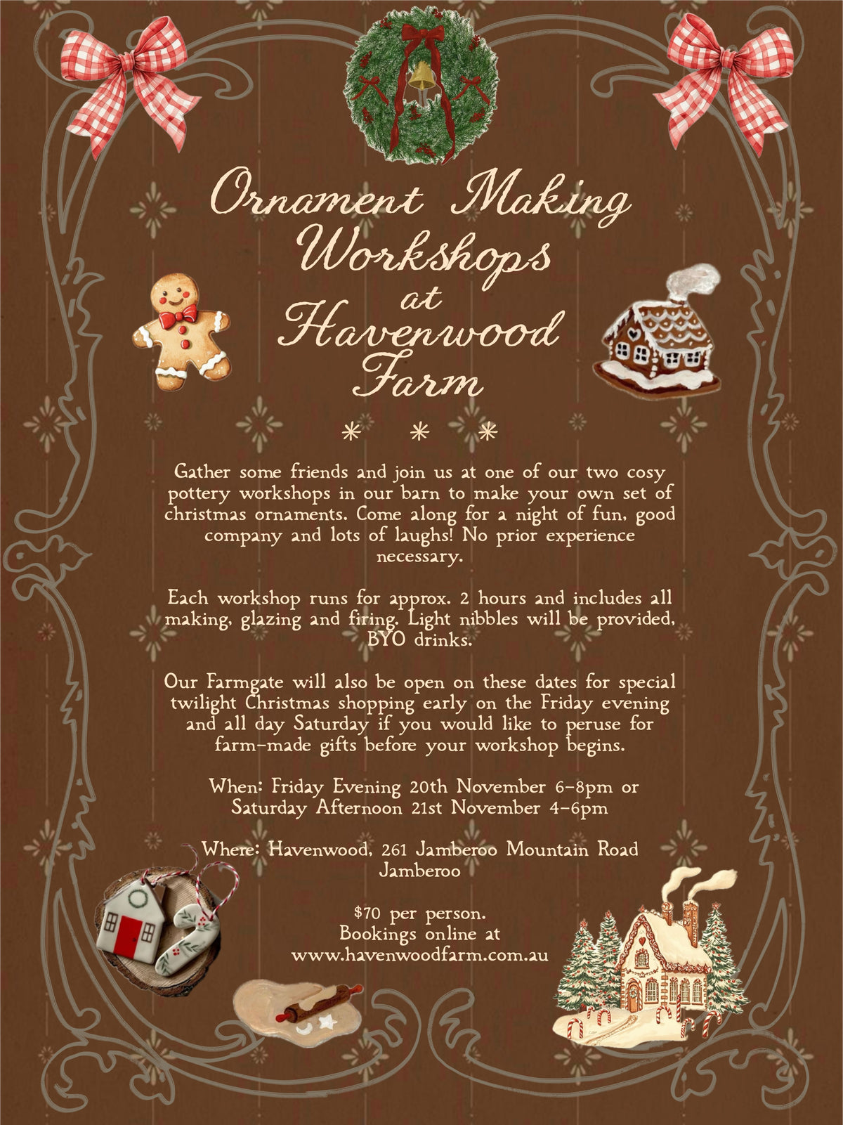 Friday 20th November Ornament Making Ceramics Workshop🎄